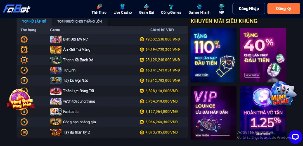 Cơ hội Jackpot tại bwing chính thức